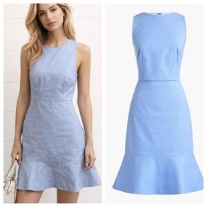 J. Crew Blue Stretch Piqué Fluted Hem Sheath Dress Size 0P 36161